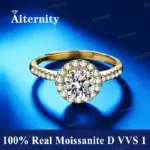Anillo de moissanita de Plata de Ley 925 de 1ct con seis garras para mujer, joyería de boda, abalorio de compromiso, anillo de alta calidad a la moda para fiesta 2