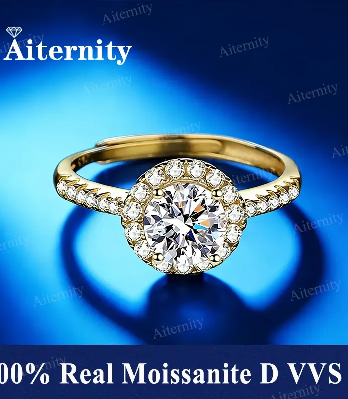 Anillo de moissanita de Plata de Ley 925 de 1ct con seis garras para mujer, joyería de boda, abalorio de compromiso, anillo de alta calidad a la moda para fiesta 2