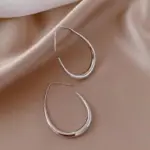 Pendientes de aro de boda con elipse dorada de Plata de Ley 925 para mujer, joyería femenina de lujo, joyería de dinero 925 3