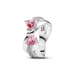 Anillo de Plata de Ley 925 con lazo rosa y perla blanca, anillos para mujer, accesorios de joyería de moda europea, regalos de corazón, Patry de boda 6