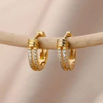 Pendientes de Aro con Circonita Cúbica para Mujer, Color Dorado de Lujo, Acero Inoxidable, Tendencia 2026, Joyería Estética para Oreja, Aretes 1