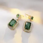 Conjuntos de 4 Uds. De collar con diamantes de imitación cuadrados exquisitos, pendientes, anillo, conjunto de joyería, joyería para mujer, regalos nupciales de moda 5