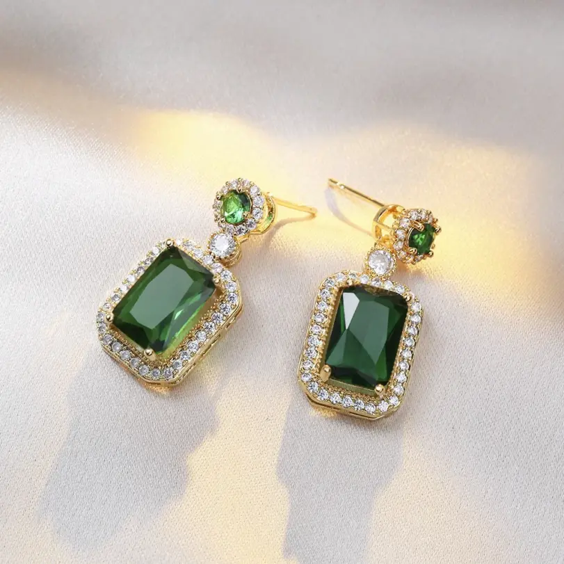 Conjuntos de 4 Uds. De collar con diamantes de imitación cuadrados exquisitos, pendientes, anillo, conjunto de joyería, joyería para mujer, regalos nupciales de moda 5