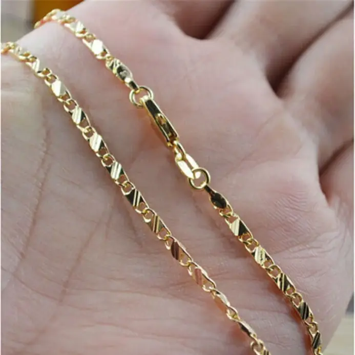 Exquisito collar relleno de Color dorado de 18 quilates para mujeres y hombres, cadena de joyería de tamaño 16-30 pulgadas, venta al por mayor 2