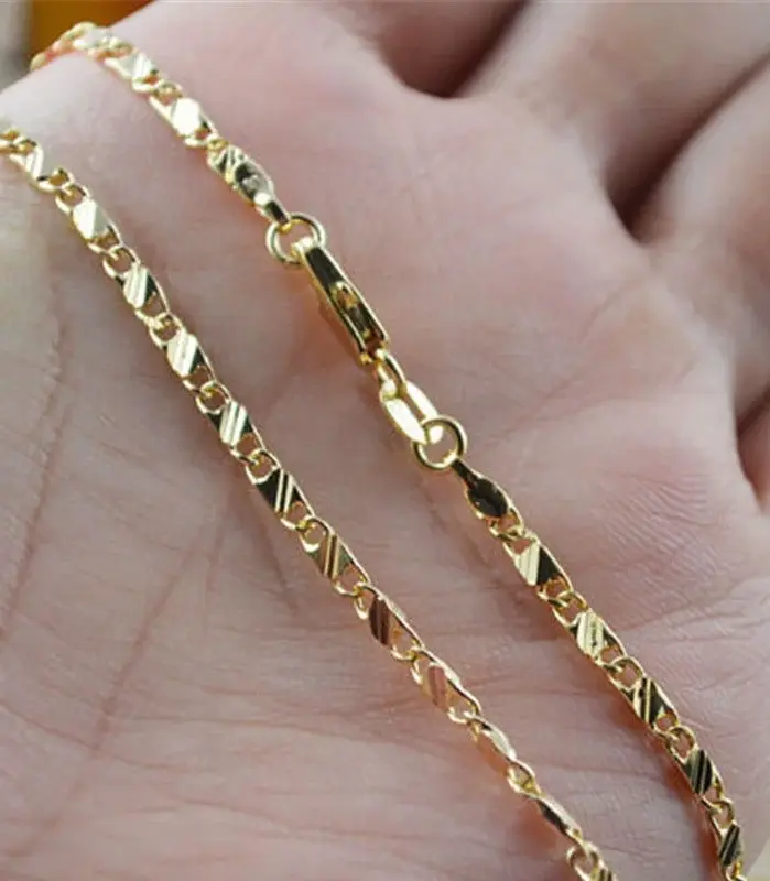 Exquisito collar relleno de Color dorado de 18 quilates para mujeres y hombres, cadena de joyería de tamaño 16-30 pulgadas, venta al por mayor 2