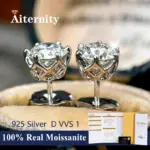 Pendientes de moissanita GRA 100% auténtica para mujer, joyería fina de 18K con 2 certificados, Plata de Ley VVS1 1