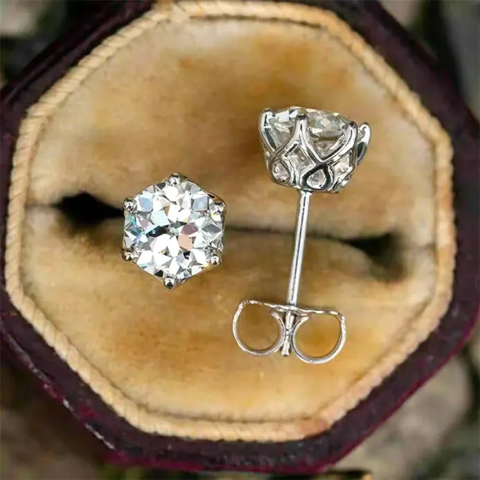 Pendientes de moissanita GRA 100% auténtica para mujer, joyería fina de 18K con 2 certificados, Plata de Ley VVS1 2