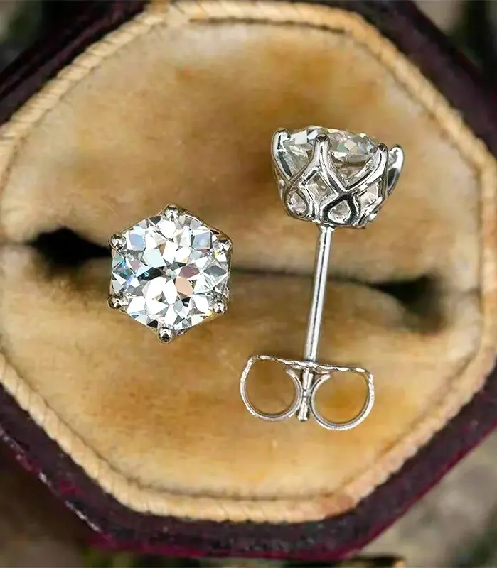 Pendientes de moissanita GRA 100% auténtica para mujer, joyería fina de 18K con 2 certificados, Plata de Ley VVS1 2