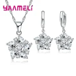 Collar con colgante de Color plata esterlina 925, pendientes, estilo étnico romántico, forma de molino de viento, piedra de cristal colorida/blanca para niña 2