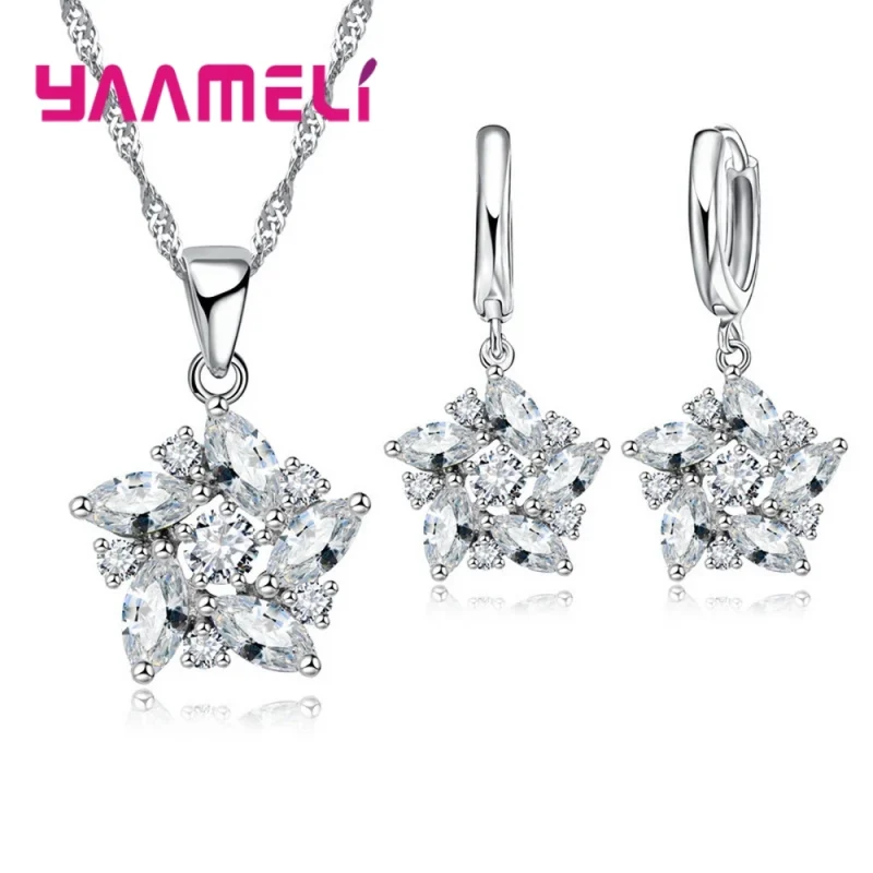 Collar con colgante de Color plata esterlina 925, pendientes, estilo étnico romántico, forma de molino de viento, piedra de cristal colorida/blanca para niña 2