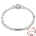 Pulsera de corazón de amor dulce de circón de Plata de Ley 925, fabricación de cuentas DIY, pulseras originales de Pan, regalo de joyería fina 1