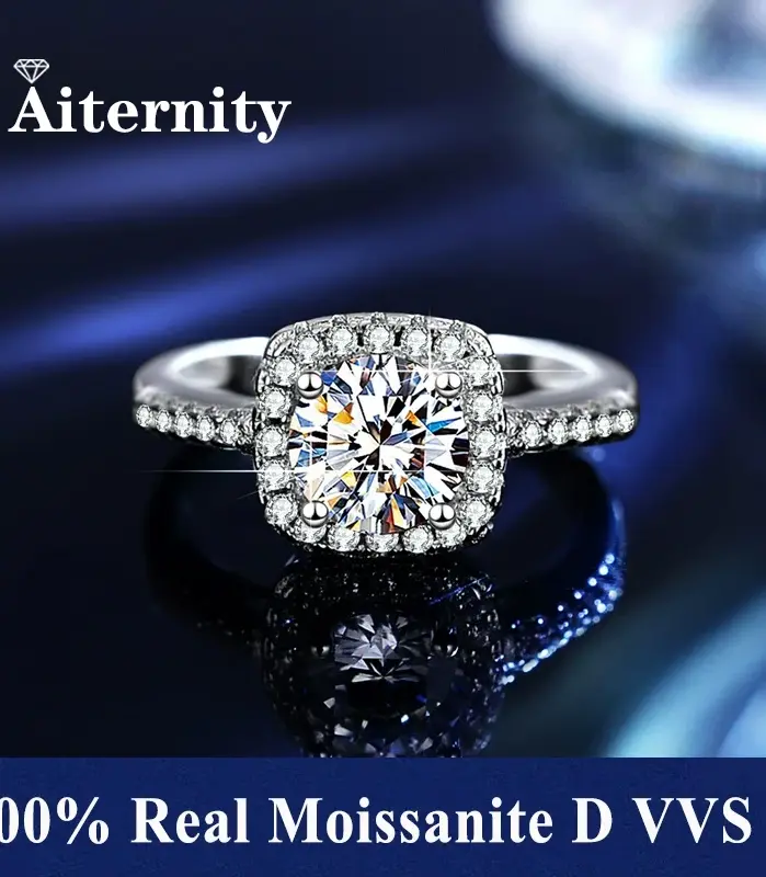 Anillo de moissanita 100% Real D VVS1, pluma de prueba de diamante de paso, tamaño ajustable, plata S925, certificado GRA, anillos de boda para mujer 2