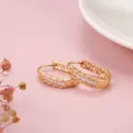 Kinel nueva moda pendientes de aro de circón Natural para mujer 585 Color oro rosa flor hueca joyería fina para fiesta y boda 5