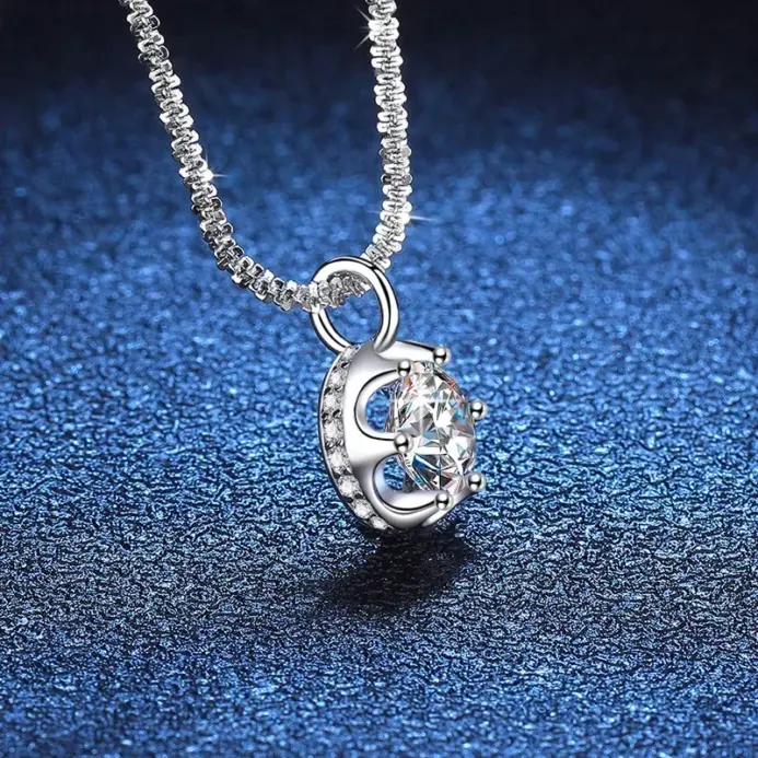NeeTim-collar con colgante de moissanita de 2 quilates, de plata de ley S925, para fiesta, boda, laboratorio, collares de gemas de diamante para mujer con certificado 2