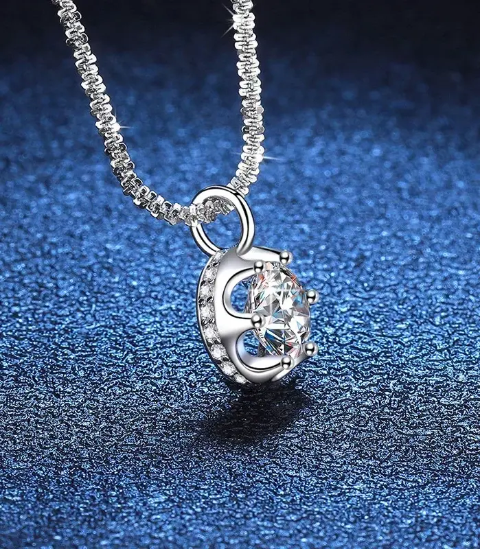 NeeTim-collar con colgante de moissanita de 2 quilates, de plata de ley S925, para fiesta, boda, laboratorio, collares de gemas de diamante para mujer con certificado 2