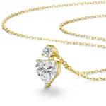 Collar romántico de corazón relleno de oro de 14 quilates, colgante de moissanita de 2 quilates, cadena ajustable delicada para cumpleaños, regalo de joyería para mujer 3