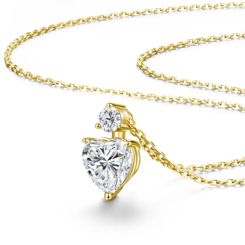 Collar romántico de corazón relleno de oro de 14 quilates, colgante de moissanita de 2 quilates, cadena ajustable delicada para cumpleaños, regalo de joyería para mujer 3