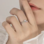 PERFANY-Anillo de moissanita de 0,1 quilates para mujer, conjunto de joyería de boda de lujo con diamantes de laboratorio de plata pura S925 2