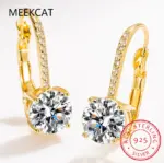 Pendientes de Aro de Oro de 18K con Moissanita de 2 Quilates y Diamantes de Laboratorio de 8mm para Mujer, Joyería Original de Plata 925, Huggies 4