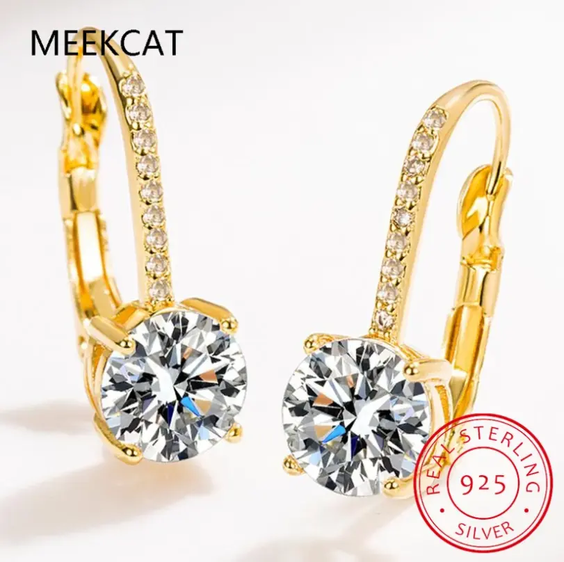 Pendientes de Aro de Oro de 18K con Moissanita de 2 Quilates y Diamantes de Laboratorio de 8mm para Mujer, Joyería Original de Plata 925, Huggies 4