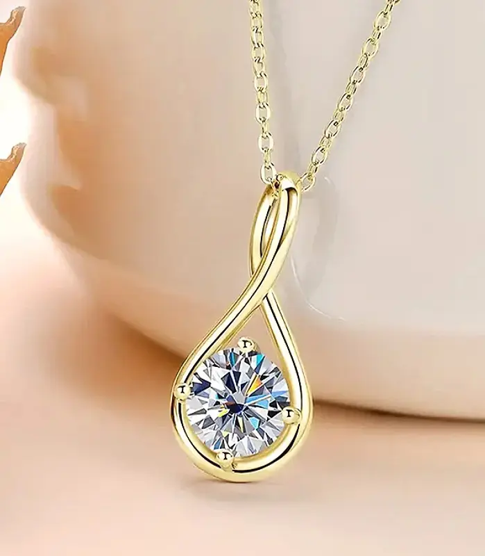 collar con colgante para mujer, Circonia cúbica brillante con incrustaciones, Color plateado/dorado, accesorios de moda diarios para fiesta de boda 1