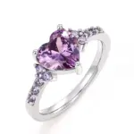 anillos de circonia cúbica con corazón púrpura para mujer, accesorios únicos de compromiso de boda, regalo elegante para mujer, joyería romántica de moda 2