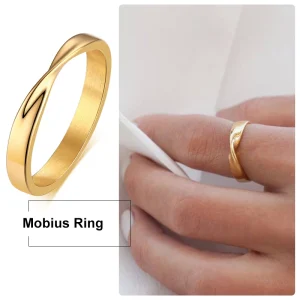 Anillo Mobius fino de 3mm para mujer, anillo de boda Mobius giratorio de acero inoxidable, Gitfs de amor infinito 1