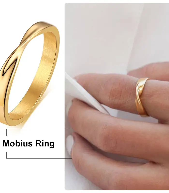 Anillo Mobius fino de 3mm para mujer, anillo de boda Mobius giratorio de acero inoxidable, Gitfs de amor infinito 1