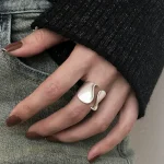 925 anillos de plata esterlina para mujer pareja minimalista hecho a mano Simple anillo abierto grande fiesta prevenir alergias joyería regalos de vacaciones 5