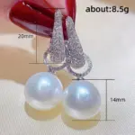 Huitan-pendientes colgantes de perlas de imitación para mujer, joyería elegante de lujo de Color plateado con circonita cúbica ostentosa, tendencia 6