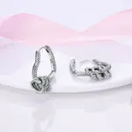Pendientes de Plata de Ley 925, Pendientes Brillantes en Forma de Corazón, Pendientes de Aro Colgantes para Mujer, Joyería Fina, Regalos para Bodas y Fiestas 4