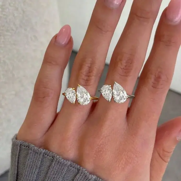 Anillos de dedo de Plata de Ley 925 con forma de gota de agua brillante, deslumbrantes anillos de dedo CZ de pera transparente para mujer, regalo de boda, joyería fina 2