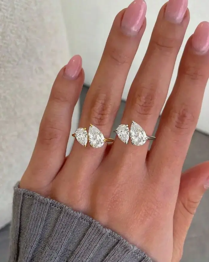 Anillos de dedo de Plata de Ley 925 con forma de gota de agua brillante, deslumbrantes anillos de dedo CZ de pera transparente para mujer, regalo de boda, joyería fina 2