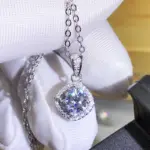 Collar con colgante de moissanita 100% auténtica, Color D, certificado GRA de 1 quilate para mujer, joyería fina de plata de ley S925 para boda y novia 3