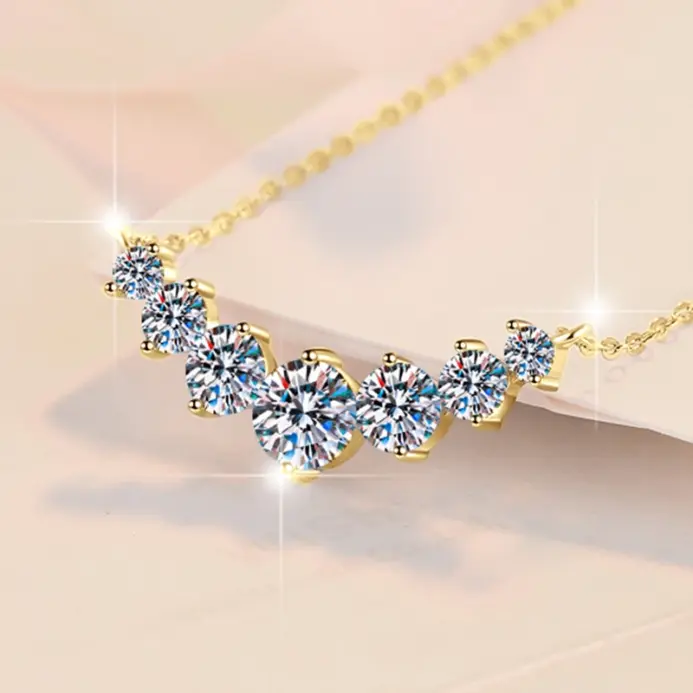 Collar de moissanita U-Smile D VVS1 para mujer, collares de lujo con Diamon de laboratorio brillante de Color D, Plata de Ley 925 con certificado 2