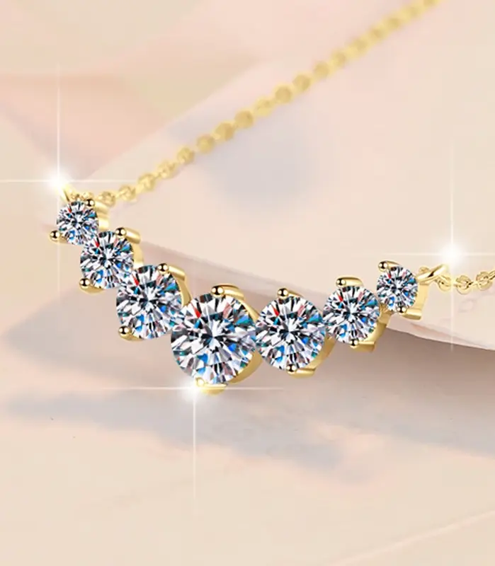 Collar de moissanita U-Smile D VVS1 para mujer, collares de lujo con Diamon de laboratorio brillante de Color D, Plata de Ley 925 con certificado 2