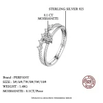 PERFANY-Anillo de moissanita de 0,1 quilates para mujer, conjunto de joyería de boda de lujo con diamantes de laboratorio de plata pura S925 3
