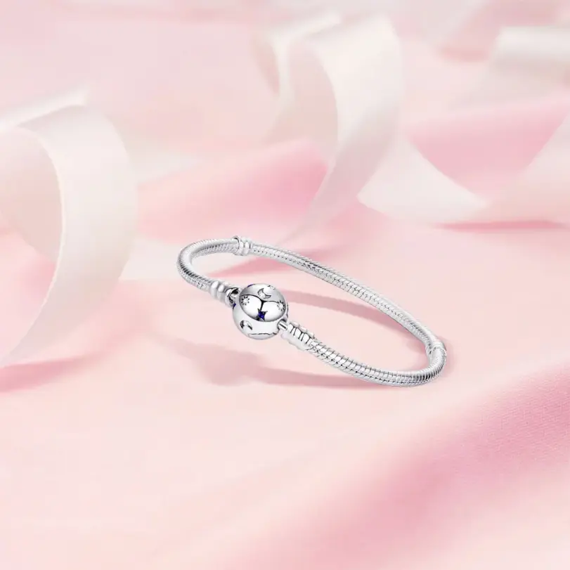 Nueva pulsera de plata 925, pulsera de cabeza redonda con diseño de sol, Luna y estrellas para dijes originales, joyería de cuentas para mujer, fabricación de joyería DIY, regalo 4