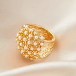 Anillos de perlas con incrustaciones de Color dorado hueco para mujer, accesorios de regalo de cumpleaños, joyería personalizada de moda 4