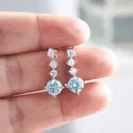 Pendientes colgantes de moissanita de laboratorio completo de Plata de Ley 925 de lujo total 2,6 quilates color azul verde pendientes de moissanita para mujer joyería 5