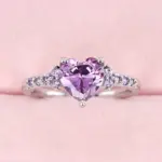 anillos de circonia cúbica con corazón púrpura para mujer, accesorios únicos de compromiso de boda, regalo elegante para mujer, joyería romántica de moda 5