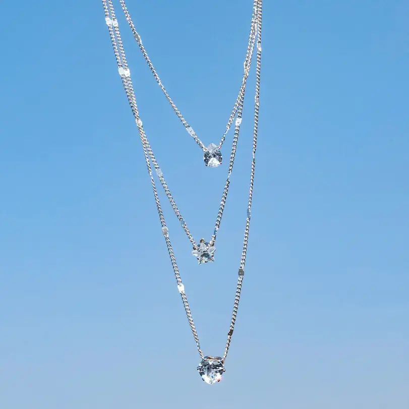 Collar con colgante de circón para mujer, gargantilla de cadena multicapa, joyería brillante para fiesta, regalo de moda 6