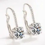 Sello brillante de lujo para mujer, pendientes de plata de ley 925 chapados en oro con incrustaciones de Boutique, pendientes de gota de gancho de circón blanco, regalo 2