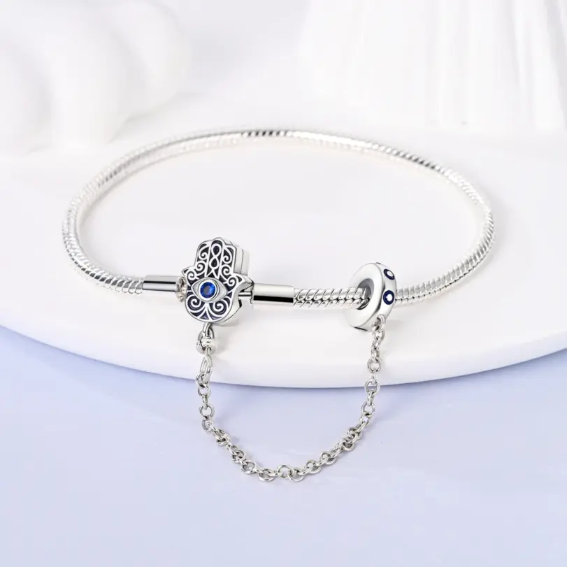 Pulseras de cuentas con cierre de cadena de serpiente Original de plata 925, dijes, joyería DIY para mujer 3