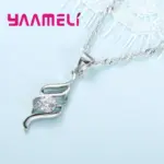 Juegos de joyas para mujer, dijes de Plata de Ley 925, colgante de Color, collar, pendiente de aro, Collares clásicos de moda, regalo de boda 4
