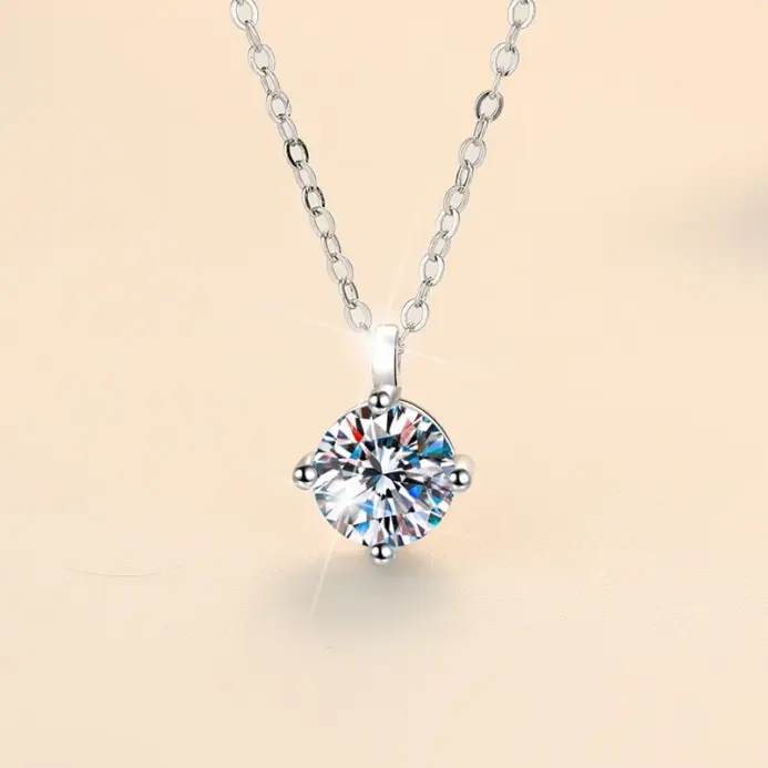 Nuevo Collar de plata de ley 925 con moissanita de 2 quilates, cadena con colgante, joyería fina para mujer, boda, fiesta clásica brillante, moda 1