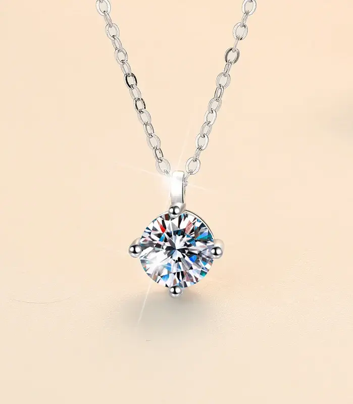 Nuevo Collar de plata de ley 925 con moissanita de 2 quilates, cadena con colgante, joyería fina para mujer, boda, fiesta clásica brillante, moda 1