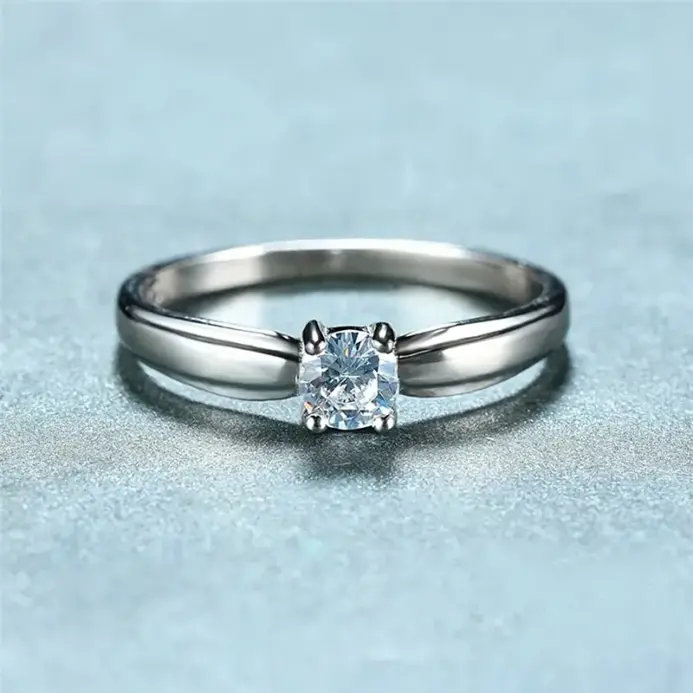 anillos de circón cúbico redondos individuales para mujer, accesorios de compromiso para boda, anillos femeninos simples y elegantes, joyería de moda 2