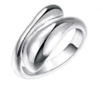 Moda S925 pendientes de aguja de plata anillo pulsera conjunto personalidad Simple mujer gota de agua conjunto de joyería de cuatro piezas para regalo de mujer 6