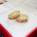 pendientes de aro de Color dorado para mujer, Circonia cúbica de arcoíris con incrustaciones de lujo, accesorios modernos para las orejas, joyería novedosa 3